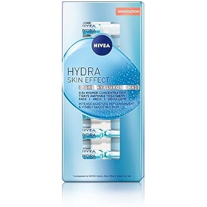 Nivea HYDRA SKIN EFFECT 7 DAY AMPOULES TREATMENT (7 X 1 ML), HIGHLY CONCENTRATED FACE CARE TREATMENT FOR VISIBLY PLUMPED SKIN, FACIAL TREATMENT WITH PURE HYALURONIC [HA] - Image 1